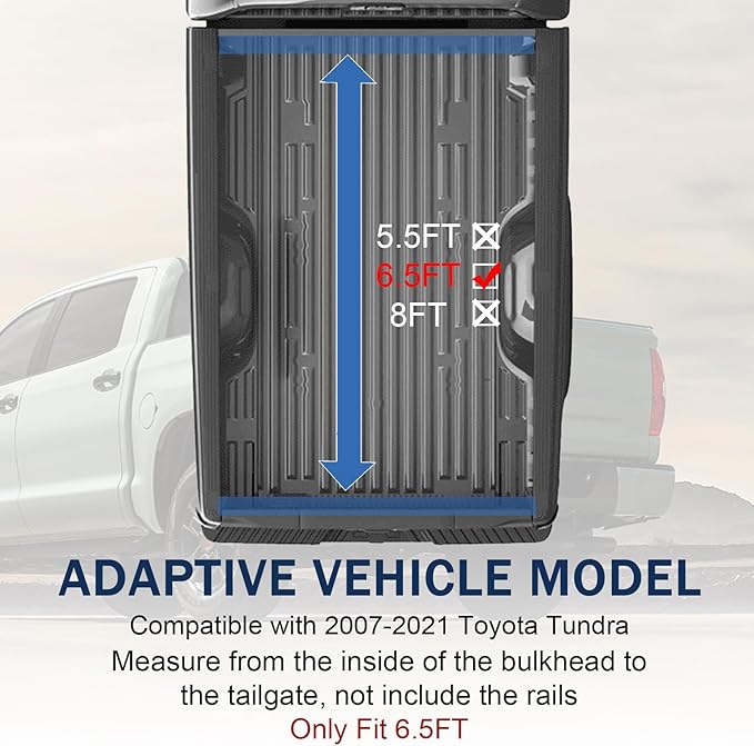 Hard Tri-Fold Truck Bed Tonneau Cover Compatible with 2007-2021 Toyota Tundra 6.5FT Bed