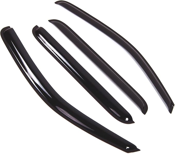 Tuningpros WD2-340B Dark Smoke 4 Pcs Set Window Visor (Outside Mount) Deflector Rain Guard Compatible with 2017-2018 Nissan Frontier Crew Cab