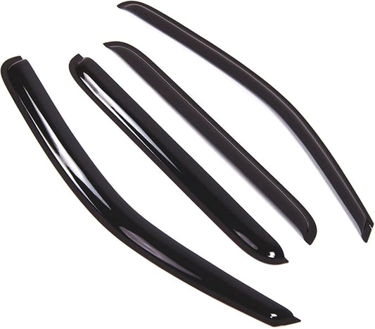 Tuningpros WD2-340B Dark Smoke 4 Pcs Set Window Visor (Outside Mount) Deflector Rain Guard Compatible with 2017-2018 Nissan Frontier Crew Cab