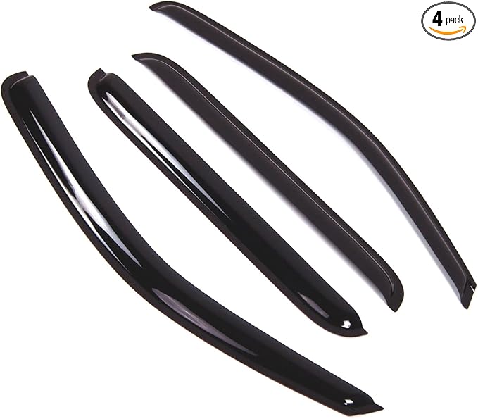 TuningPros Outside Mount Window Vent Visors Rain Guards Compatible with Nissan Frontier Crew Cab 2005-2016 | Side Window Wind Deflectors Rain Shields | Smoke Tinted, 4 Pcs Set, DGWV-340