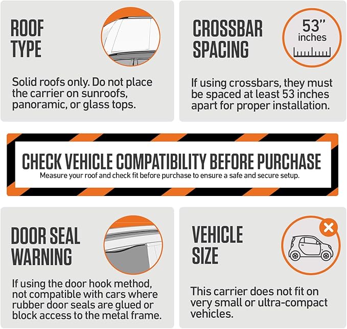 VENTURE 4TH Car Rooftop Cargo Carrier – 21 Cubic Feet Waterproof Roof Bag with 10 Heavy-Duty Compression & Tie-Down Straps, Anti-Slip Mat & Door Hooks – Fits Cars with or Without Roof Rack