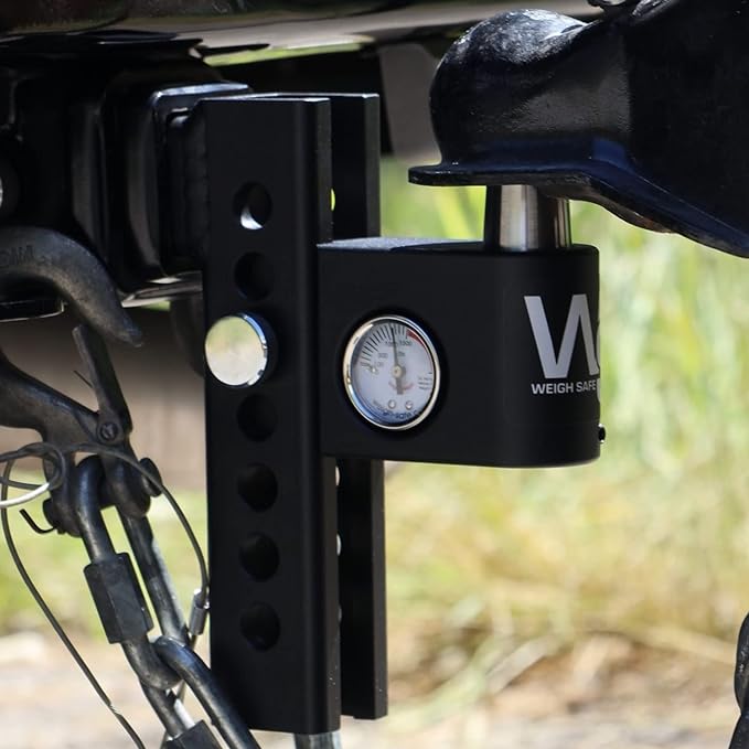 Weigh Safe Aero Hitch - Adjustable Trailer Hitch Ball Mount - 8" Drop Hitch for 2" Receiver - Premium Heavy Duty Steel Trailer Tow Hitch w/Built in Weight Scale for Anti Sway, 12,500 lbs GTW