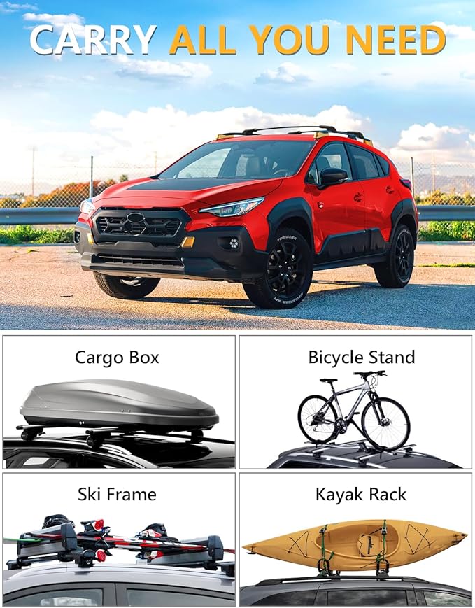 Tuyoung 300lbs Roof Rack Cross Bars Compatible with Subaru Crosstrek Wilderness 2024 2025 2026, Lockable Heavy Duty Aluminum Anti-Theft Metal Lock Roof Rails Crossbars Rooftop Cargo Bars Luggage