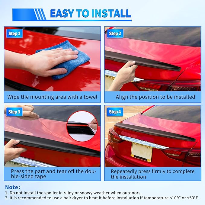 Nilight Spoiler Fit for Infiniti Q50 4 Door Sedan 2014 2015 2016 2017 2018 2019 2020 2021 2022 2023 2024 Spoilers for Cars Rear Spoiler Wing ABS Rear Trunk Lip Accessories No-Drill, Glossy Black