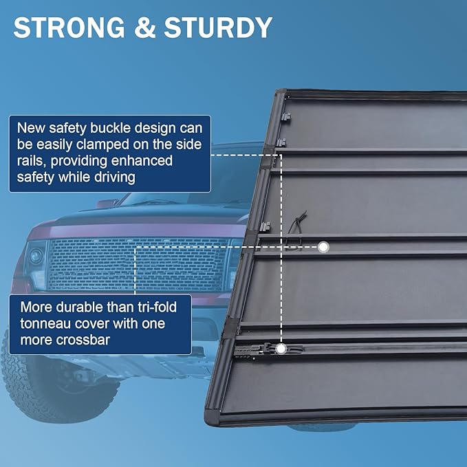 Soft Quad-Fold Truck Bed Tonneau Cover Compatible with 2004-2014 Ford F-150 2006-2014 Lincoln Mark LT 6.5FT Bed