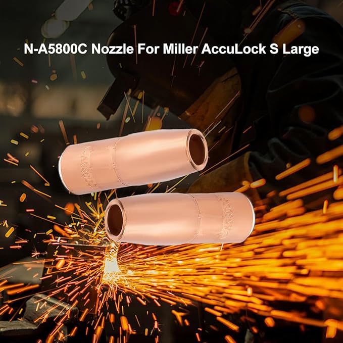 5PK N-A5800C AccuLock S Nozzle, Large, 5/8" Bore, Flush, For Miller MDX-250 MIG GUN Fit D-MA250 Diffuser and Bernard AccuLock S sconsumables