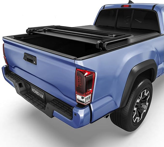 Soft Tri-fold Tonneau Cover Fit for Toyota Tacoma 2016-2023 with Track Rail System(Excl. Trail), Fleetside 5 Ft Bed