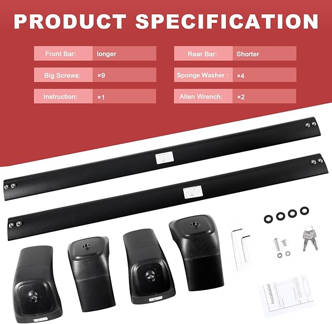 KINGGERI Lockable 260lbs Roof Racks Cross Bars Fit for Jeep Grand Cherokee 2011-2021 with Grooved Side Rails(NOT for Raised Side Rails), Heavy Duty Anti-Theft Aluminum Rails Crossbars Cargo Kayak