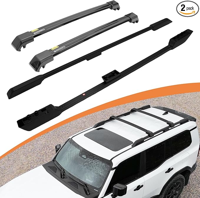 Roof Rack Side Rails + Cross Bars for Toyota Land Cruiser Prado J250 LC250/1958 2024-2026 | OEM Style & Easy Installation | Black Aluminum Cargo Carrier Rooftop Luggage Rail Crossbars