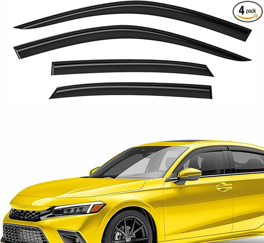 Extra Durable Window Deflectors Tape-On Window Visors Rain Guards Fit for Honda Civic 2022-2026 Sedan, Sun Visors, Wind Vent for Shades, Exterior Car Accessories - 4pcs. AG0472