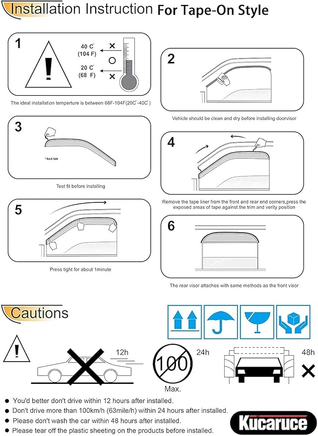 Original Side Window Wind Deflector fit for 1997-2001 Toyota Camry,4pcs Outside Mount Style Tape-On Nice Sun Rain Guards Set,Dark Smoke Window Visor 94856