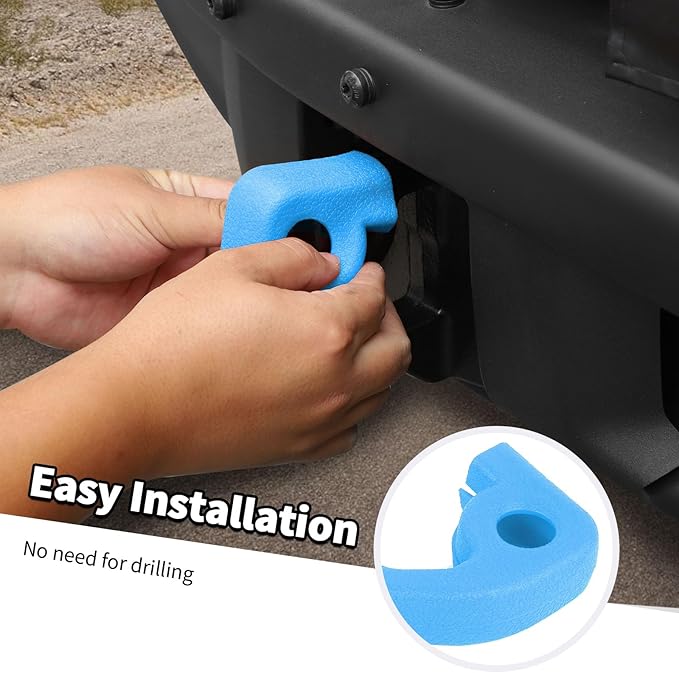 Jimen Fit for Ford Bronco 2021-2024, 2PCS Front Bumper Tow Hook Covers Protector Exterior Accessories (Light Blue)