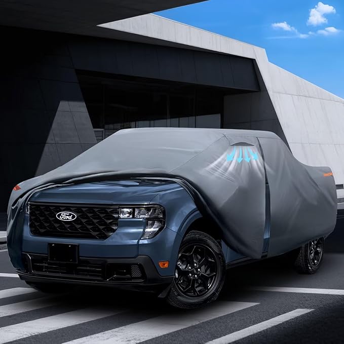 Nissan Frontier Truck Cover Custom Fit 1998-2020 King Cab/Crew Cab Short Bed(4.6'-6.2') With Door Zipper, 10 Layer Pickup Truck Cover Waterproof All Weather, Car Tarp for Wind Dust Sun etc Protection.