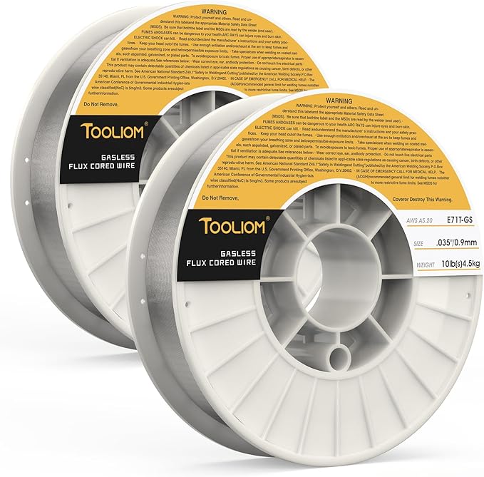 TOOLIOM E71T-GS .035" Diameter 10-Pound Spool Flux Core Self-shielded MIG Welding Wire for Carbon Steel 2 PCS
