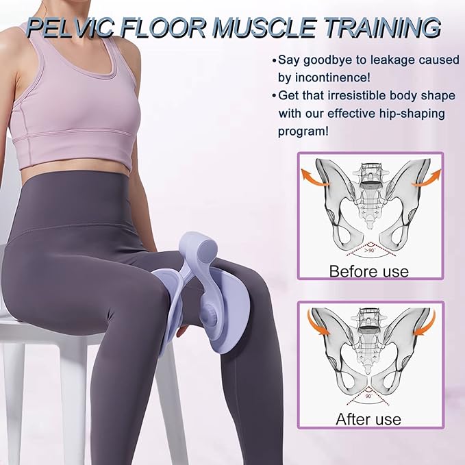 Thigh Exerciser 35lb Pelvic Floor Exercise Devices Inner Thigh Kegel Exerciser Pelvic Floor Muscle Workout Equipment Train for Home Hip Under Desk Exercise Men Women with Band