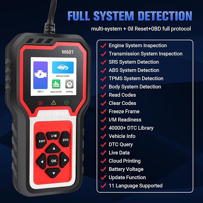 Enhanced OBD2 Scanner Diagnostic Tool - Enhanced Check Engine Code Reader with Reset, Full OBDII Functions & Live Data for All OBDII Cars 1996+，Home/DIY Scanner for car