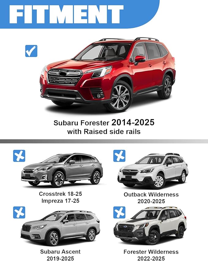 FengYu 300lb Roof Rack Cross Bars Compatible with Subaru Forester 2014-2026 (not for Wilderness), Heavy Duty Lockable Aluminum Roof Rails Crossbars Cargo Bars Canoe Rooftop Black Carrier Luggage