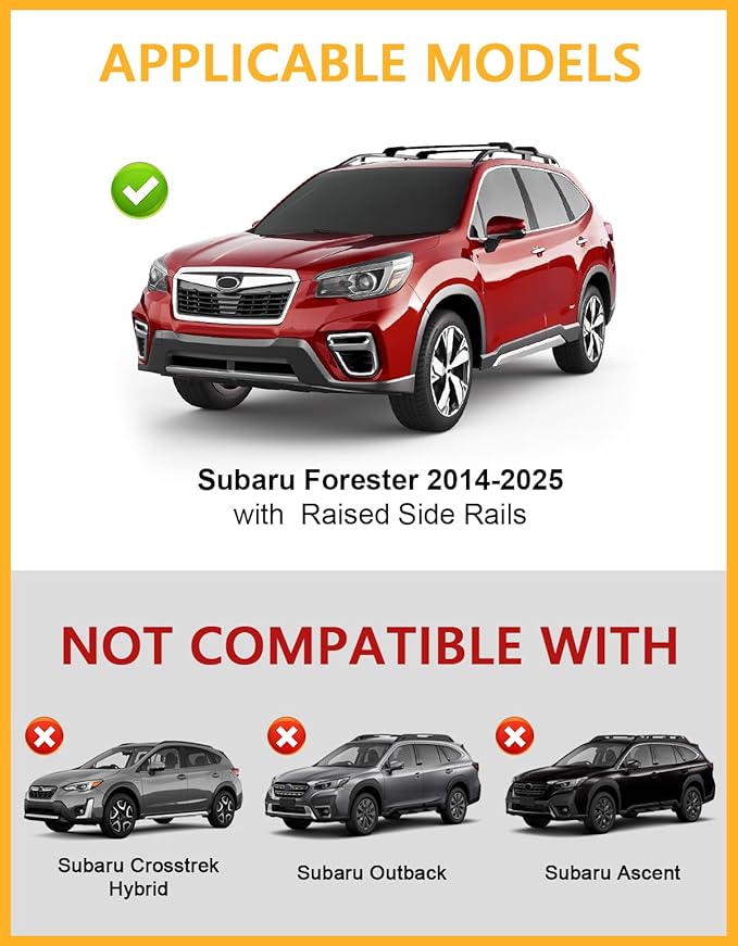 Tuyoung 330lbs Heavy Duty Roof Rack Cross Bars Compatible with Subaru Forester 2014-2026 (Not for Wilderness), Lockable All Aluminum Anti-Theft Roof Rails Crossbars Rooftop Luggage Kayak Accessories