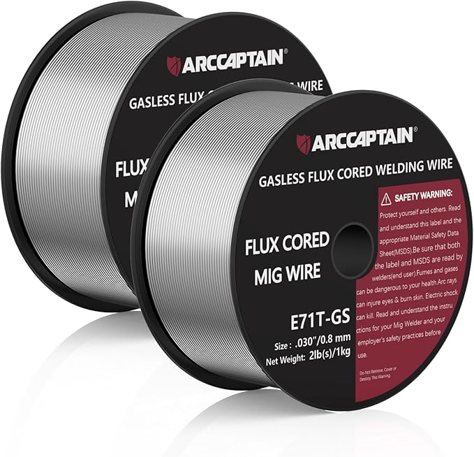 ARCCAPTAIN Flux Core Welding Wire .030", E71T-GS Mig Welding Wir 2-Pound X 2 Spool Gasless Mild Carbon Steel Compatible With Lincoln Miller Forney Harbor Welder, Pack of 2