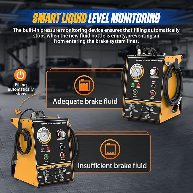 Automatic Brake Bleeder Kit,110V Brake Fluid Bleeder Machine,Fully Automatic Brake Bleeder kit,One-Person Operation,Air-Free Filling,Precise Pressure Control