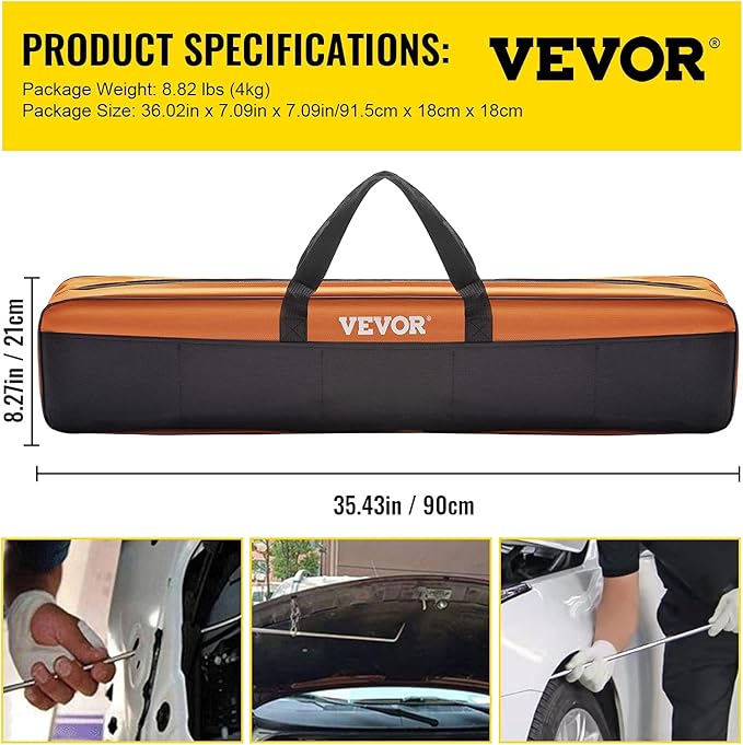 VEVOR Rods Dent Removal Kit, 20 Pcs Paintless Dent Repair Rods, Stainless Steel Dent Rods, Whale Tail Dent Repair Tools, Professional Hail Dent Removal Tool For Minor Dents, Door Dings And Hail Damage