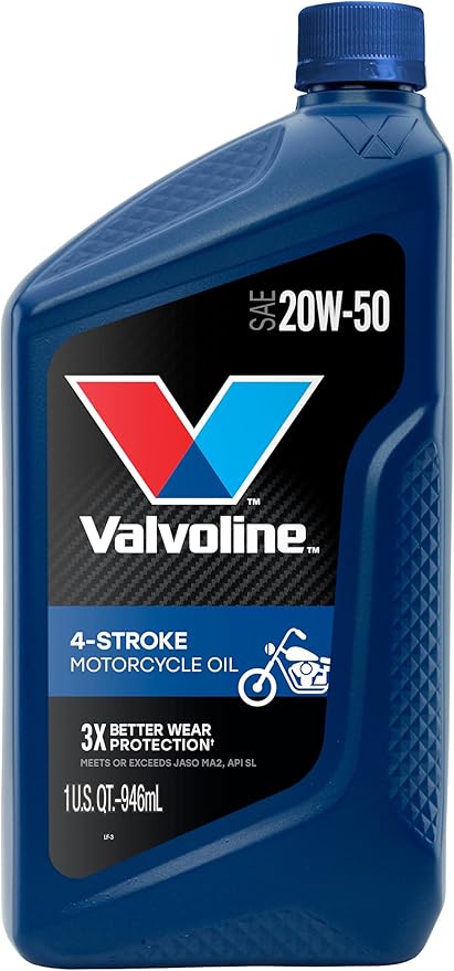 Valvoline 4-Stroke Motorcycle SAE 20W-50 Motor Oil 1 QT, Case of 6