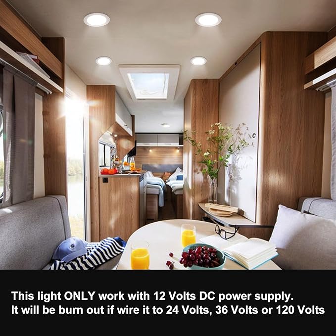 Facon 5Inch 12V LED Puck Light RV Interior Light, Aluminum Slim Recessed Mount Panel Light, 12Volts RV Light Fixture for Van Camper Trailer Motorhome Boat (5Packs, 5 Inch 4000K)