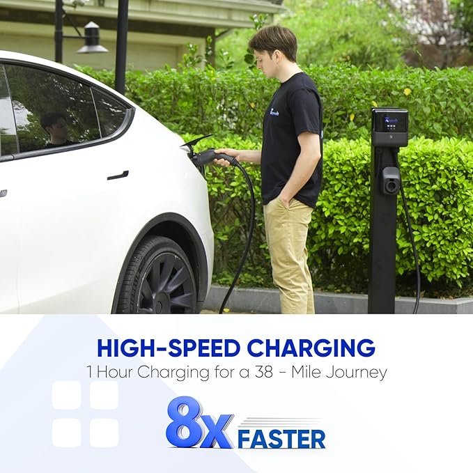 Level 2 EV Charger - 40Amp 240V 25FT Electric Vehicle Charging Station, Cable Smart Wall EV Chargers Level 2 for Home, RFID Card, WiFi Enabled, NEMA 14-50 - 9.6kW EVSE J1772, UL