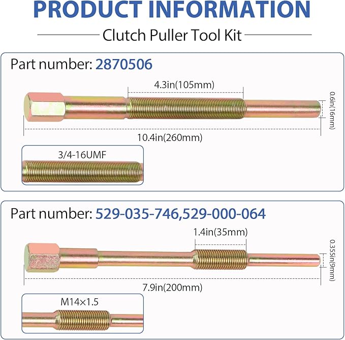 Professional Clutch Puller Tool Kit Set of 13 Models and Sizes Fit for Golf Cart, Kawasaki Mule, Arctic Cat ZR, Can-Am Maverick X3, Polaris RZR & Removal Clutch Alignment Puller Tools Kit Set
