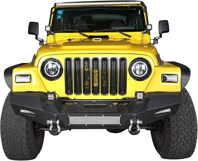 Wrangler Grill Insert Mesh Grille Cover Guards Clip-in for Jeep TJ Wrangler 1997 1998 1999 2000 2001 2002 2003 2004 2005 2006 - Black,7PCS