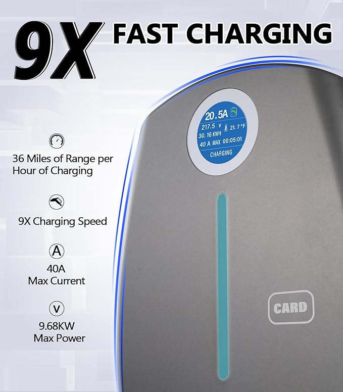 Home Smart Level 2 EV Charger up to 40 Amp, Indoor Outdoor Fast Charging Station with NEMA 14-50 Plug for All J1772 Electric Vehicles, Wi-Fi and Bluetooth Enabled EVSE, 25-Foot Cable