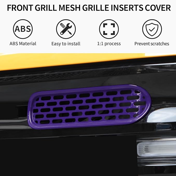 Front Grill Mesh Grille Inserts Cover Frame Trims Kit 6Pcs Fit for Ford Bronco 2021-2024 2/4 Door Exterior Accessories (Purple)