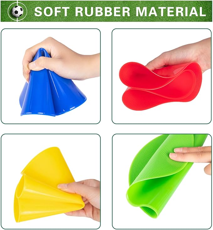 9 Inch Colored Poly Spot Marker 12 Pcs, Non-Slip Rubber Agility Markers Flat Field Cones Floor Dots for Football, Basketball Training Markers, Dance Practice and Drills with Flat Cones Points