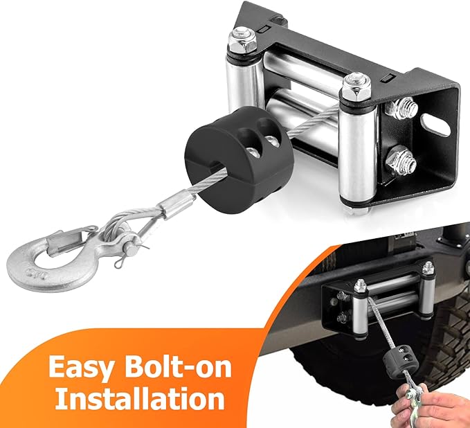 WeiSen 4 7/8" (124 MM) 4-Way Winch Roller Fairlead Bolt Centers fit 2000-3500 LBs ATV/UTV Winch