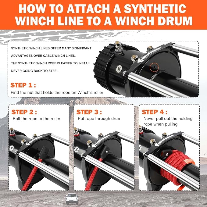 3/8" x 60ft Synthetic Winch Rope 19,854lbs Dyneema Winch Cable Line with Hook and Sleeve Protection Car Tow Recovery Cable for 4WD Off Road Vehicle SUV Truck(Orange-Slim)