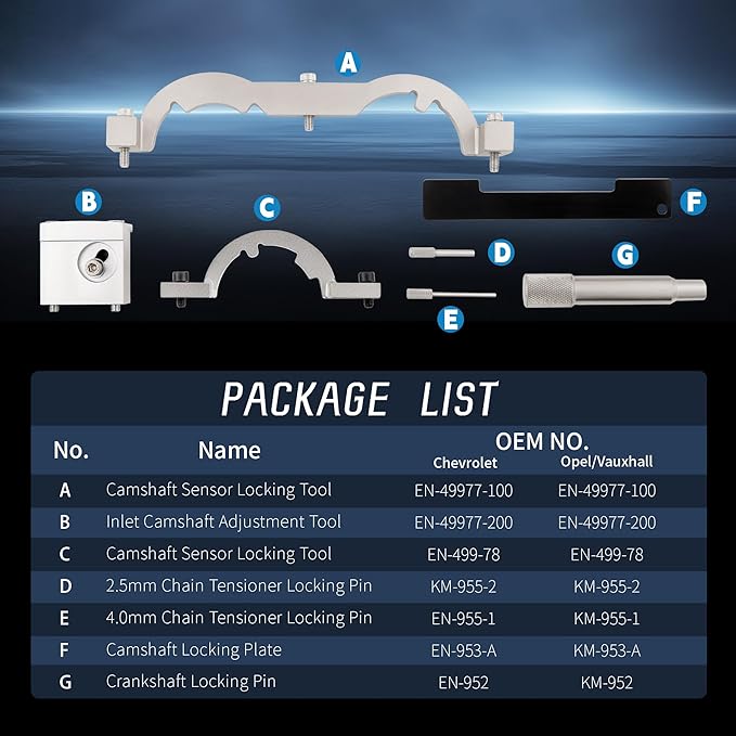 Turbo Engine Timing Tool Kit for Locking The Position of Cams Crankshaft for Vauxhall/Opel/Chevrolet Cruze 1.0 1.2 1.4 Timing Chain Replacement, Cylinder Head and Camshaft Removal