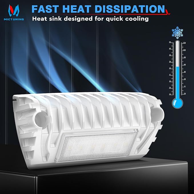 MICTUNING RV Exterior LED Porch Utility Light 12V Each Replacement Lighting for RVs Trailers Campers Pack of 2, White