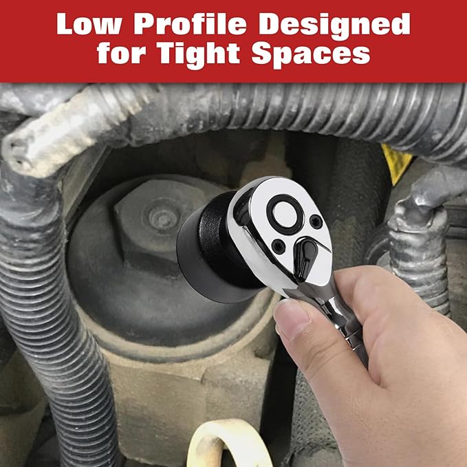 7-Piece Oil Filter Socket Set, 3/8" Drive Low Profile Oil Filter Cap Wrench Socket Set | 24mm, 27mm, 29mm, 30mm, 32mm, 36mm, 38mm | Aluminum Alloy, 6-Point Design, Storage Case Included