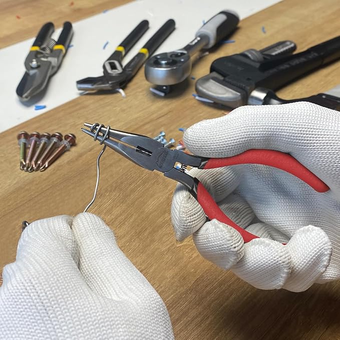 Needle Nose Pliers, 5 Inch, Needles Noses Pliers Set, 10 Pack, Small Needle Nose Plier, Long Nose Plier with Side Cutter, Spring Loaded Jewelry Needle Nose Pliers for Cutting and Bending Wire