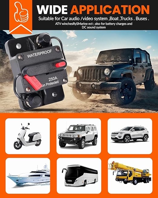 150 Amp Circuit Breaker for Boat Trolling Motor Marine ATV Trailer Vehicles Stereo Audio Electronic Battery Solar System Inline Fuse with Manual Reset Switch Waterproof DC 12V-48V (150A)