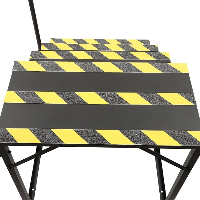 4 Step RV Stairs, Hot Tub Steps, Outdoor Spa Step Ladder with Handrail, Portable Wheel Stair W/Reflective Strips for Travel Trailer, Motor Home, Camper and Porch