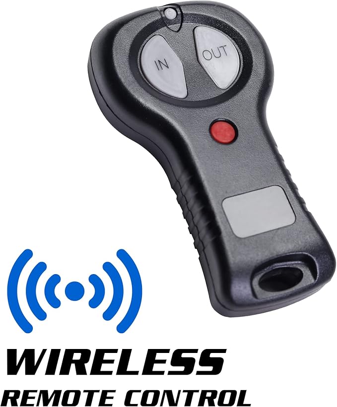 POLESTAR 12V DC 12,000 lb Electric Winch with Waterproof Synthetic Rope 3/8" Diameter x 82' Length, Wireless Remote Control