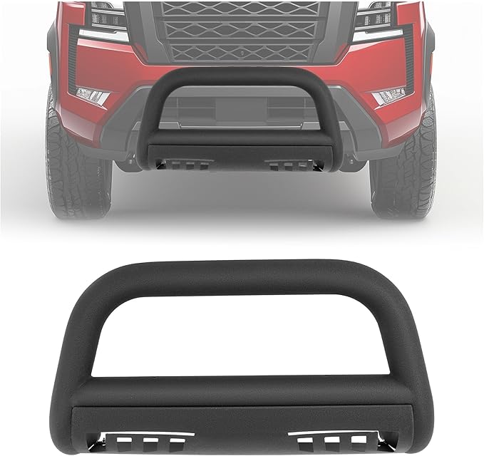 KUAFU Bull Bar Compatible with 2022 2023 2024 2025 Nissan Frontier Front Bumper Brush Guard Grille Grill Guard Push Bull Bar Steel Black
