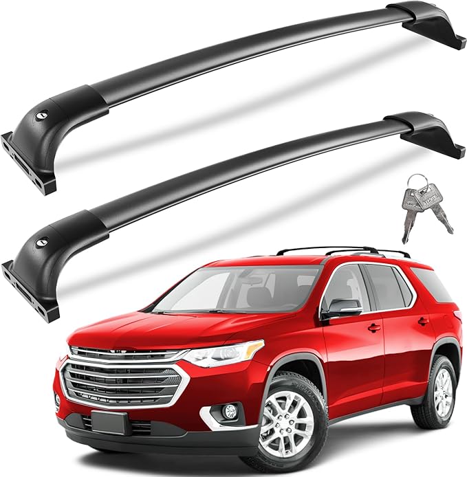 Lockable 260lbs Roof Rack Cross Bars Compatible with Chevy Chevrolet Traverse 2018 2019 2020 2021,All-Metal Aluminum Heavy Duty Roof Rails Crossbars Cargo Canoe Black Rooftop Luggage.