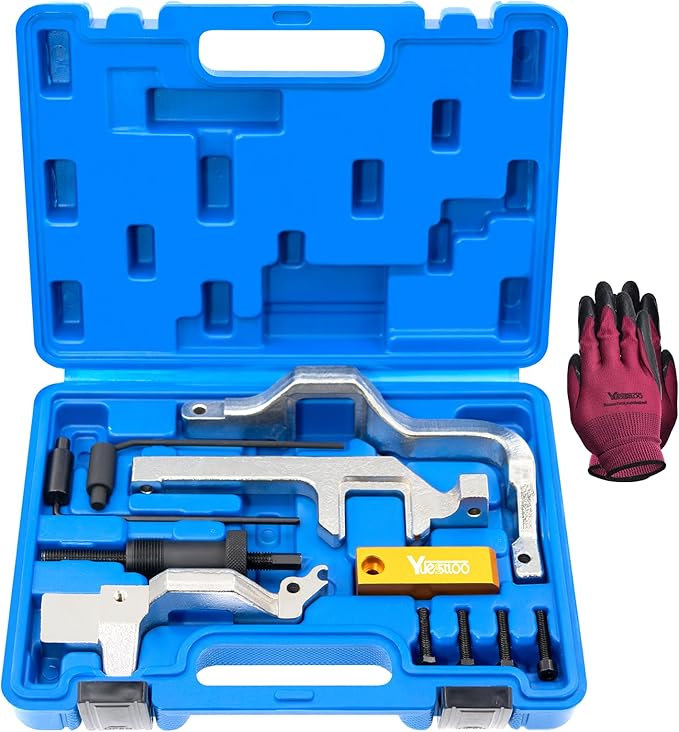Engine Camshaft Alignment Locking Timing Tool Kit Compatible with BMW Mini Cooper N12 N14, with Carrying Case & Gloves