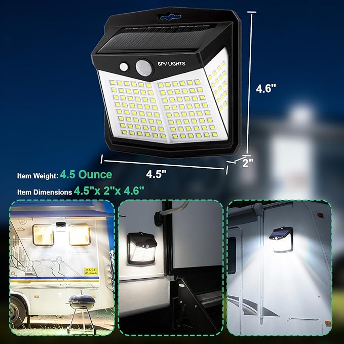 Magnetic Solar Lights, Motion Sensor RV Outdoor Light for Travel Trailer Truck, 270° Wide-Angle Illumination, 3 Mode Settings, Waterproof, 2 Pack