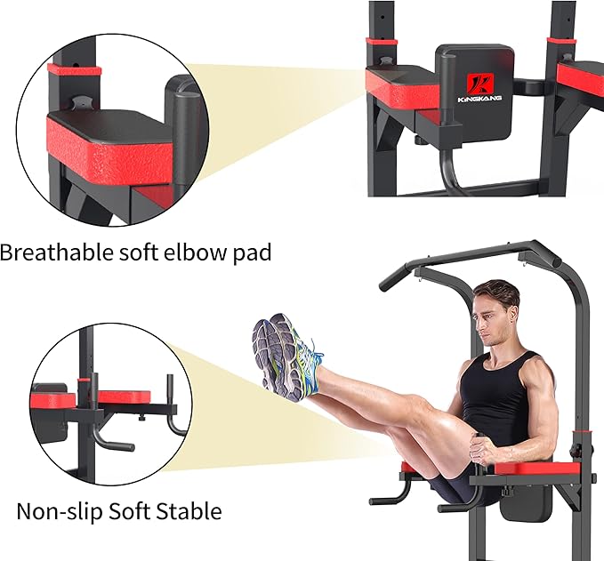 Power Tower Dip Station Workout equipment Pull up Bar for Home Gym Adjustable Height Strength Training Fitness Excercise Equipment,Load 450LBS