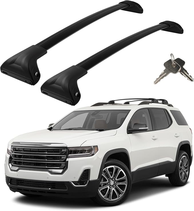 Roof Rack Cross Bars Compatible with GMC Acadia 2017-2023, Adjustable Aluminum Heavy Duty 300 LBS Anti-Theft Lock Cargo Carrier Rooftop Crossbar Accessories for Bike, Basket, Snowboard, Luggage, Kayak