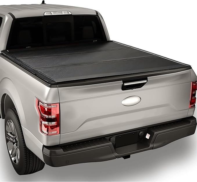 HTL Low-Profile Hard Tri-Fold Tonneau Cover Compatible with 2024-2025 Ford Ranger, 5 ft (61in) Truck Bed w/Track System