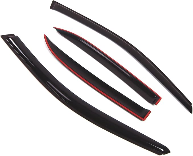 TuningPros Outside Mount Window Vent Visors Rain Guards Compatible with Mitsubishi Lancer 2001-2006 | Side Window Wind Deflectors Rain Shields | Smoke Tinted, 4 Pcs Set, DGWV-323